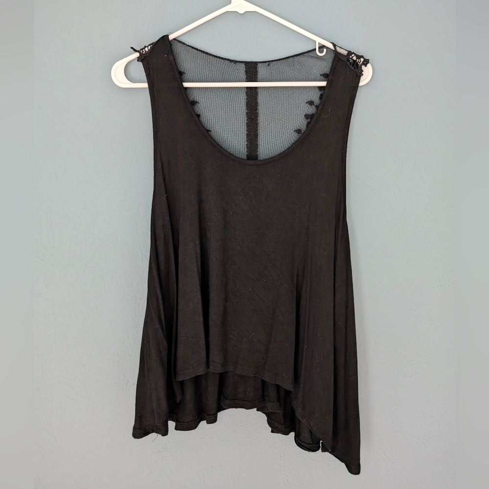 Black Asymmetrical Backless Tank Top
